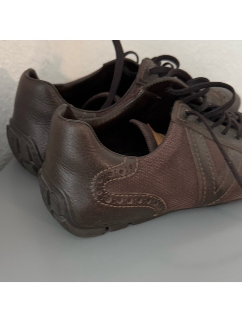 Louis Vuitton Men's Dark Brown Mixed-Material Sneakers size 10.5 - Picture 4 of 16